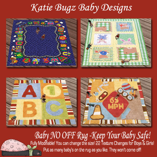 Katie Bugz BABY NO OFF RUG Boys & Girls 22 Texture Changing
