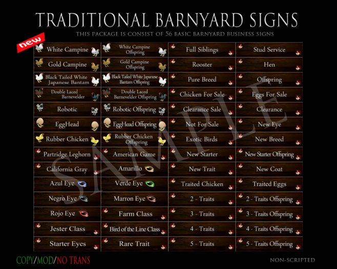 Second Life Marketplace - BARNYARD BASIC BUSINESS SIGNS [54 Signs]
