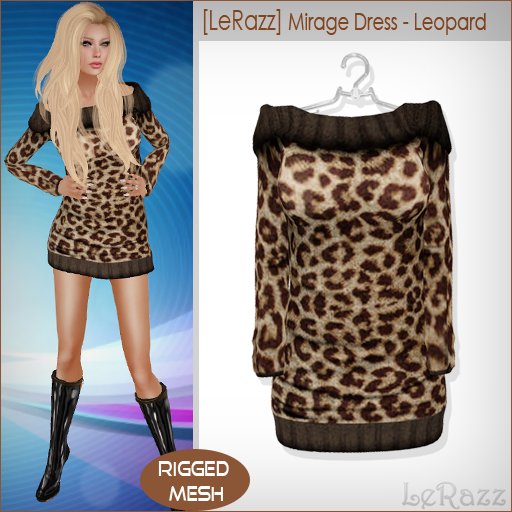 [LeRazz] Mirage Dress - Leopard (Rigged Mesh) 