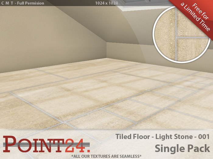POINT24. - Tiled Floor - Light Stone - 001