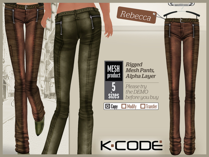 K-CODE REBECCA1 Rigged Mesh Pants