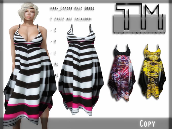 [TM] Mesh_Stripe Maxi Dress