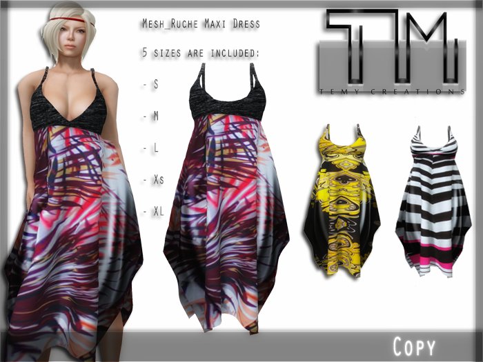 [TM] Mesh_Ruche Maxi Dress