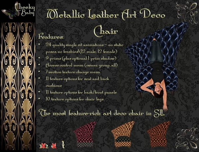 Art Deco Chair V.1 Metallic Leather