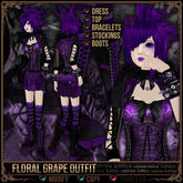[Mesh] =^.^= Curious Kitties - Floral Grape Complete Full Outfit Set