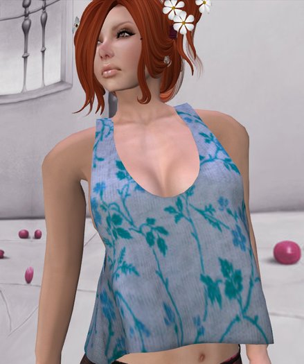 .::CM::. Mesh Tshirt top Floral Aqua 