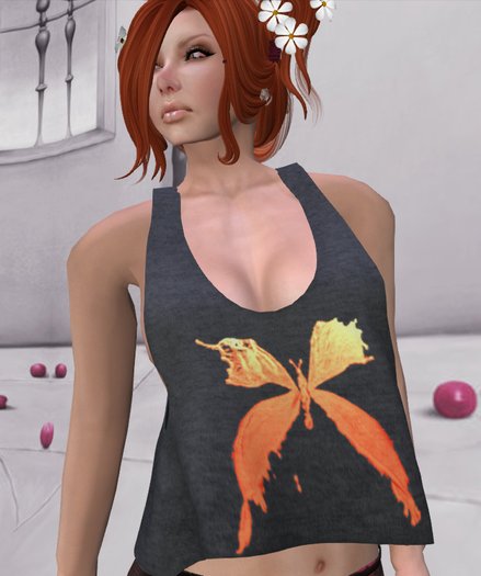 .::CM::. Mesh Tshirt top Butterfly Degrade Orange