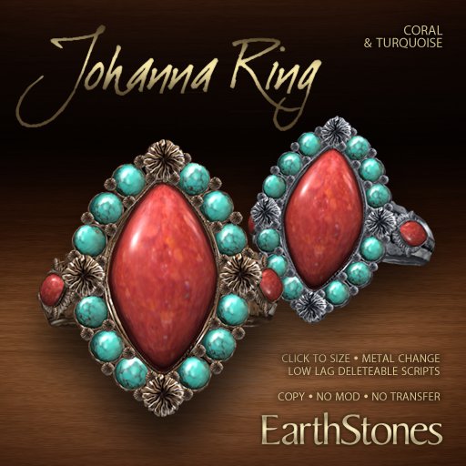 EarthStones Johanna Ring - Coral (BOX)