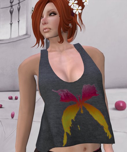 .::CM::. Mesh Tshirt top Butterfly Degrade Red/Yellow 