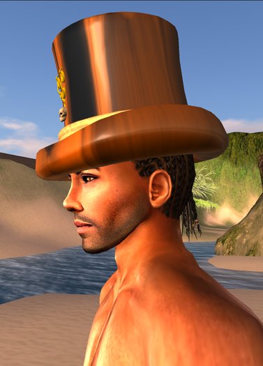 top hat - orange - skull chain 