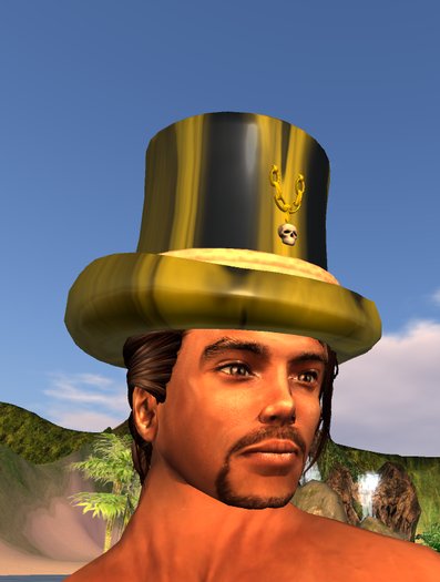 top hat - green - skull chain 