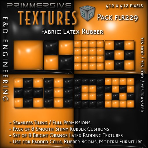 [FLR229] 8 Orange Latex and Black Latex Cushion Textures Orange Latex Textures Orange Vinyl Textures by E&D ENGINEERING