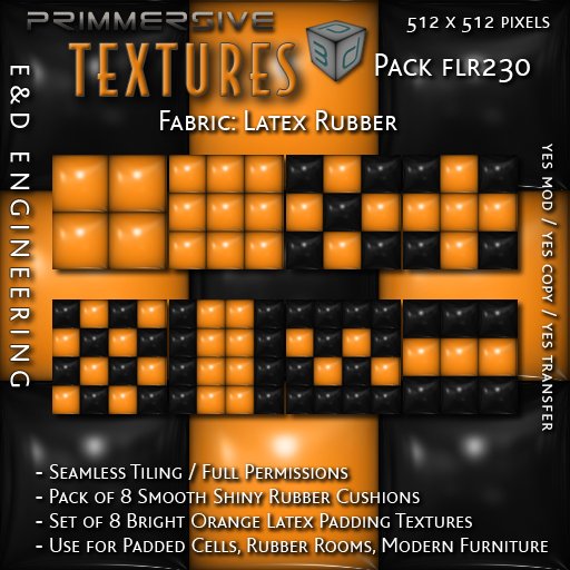 [FLR230] 8 Orange Latex and Black Latex Cushion Textures Orange Latex Textures Orange Vinyl Textures by E&D ENGINEERING