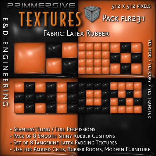 [FLR231] 8 Orange Latex and Black Latex Cushion Textures Orange Latex Textures Orange Vinyl Textures by E&D ENGINEERING