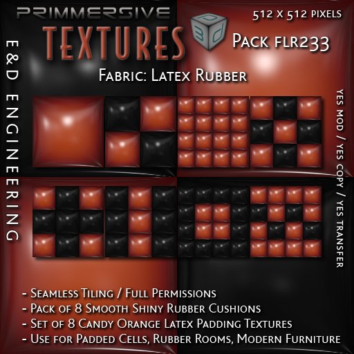 [FLR233] 8 Candy Orange Latex and Black Latex Cushion Textures Orange Latex Textures Vinyl Textures by E&D ENGINEERING