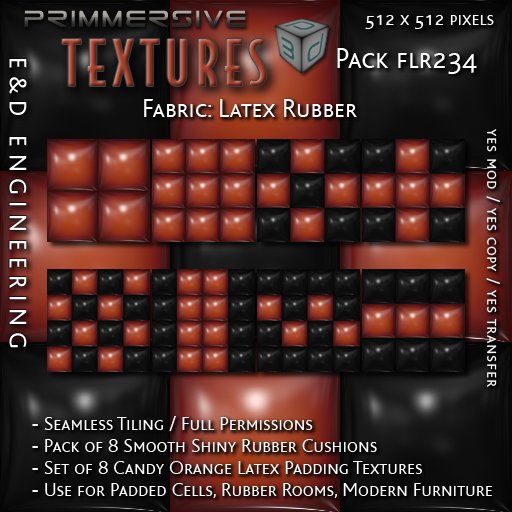 [FLR234] 8 Candy Orange Latex and Black Latex Cushion Textures Orange Latex Textures Vinyl Textures by E&D ENGINEERING