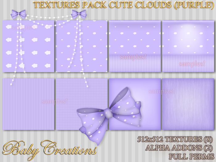 BC - TEXTURES CUTE CLOUDS - PURPLE - Full Perms