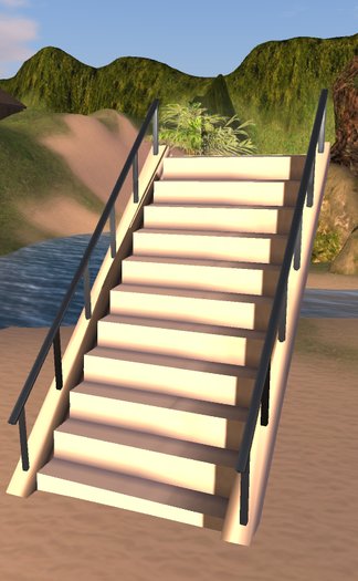 walkable stairway with handrails 
