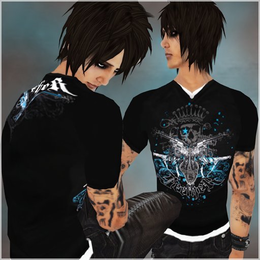 !BH~ Male T-Shirt (2) Black/Blue/White