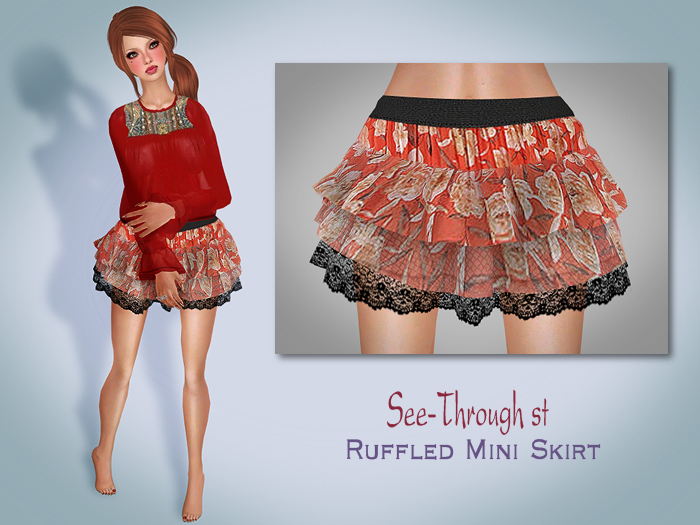 :: FZ :: See-Through st Ruffled Mini Skirt-Flower3