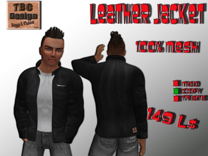 .:TBC Design:. MESH Leather Jacket (M) Black