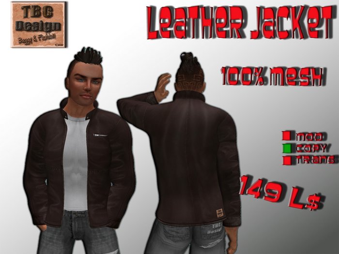 .:TBC Design:. MESH Leather Jacket (M) Brown