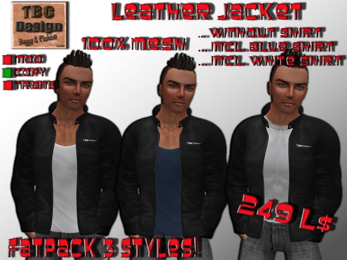 .:TBC Design:. MESH Leather Jacket FP (M) Black
