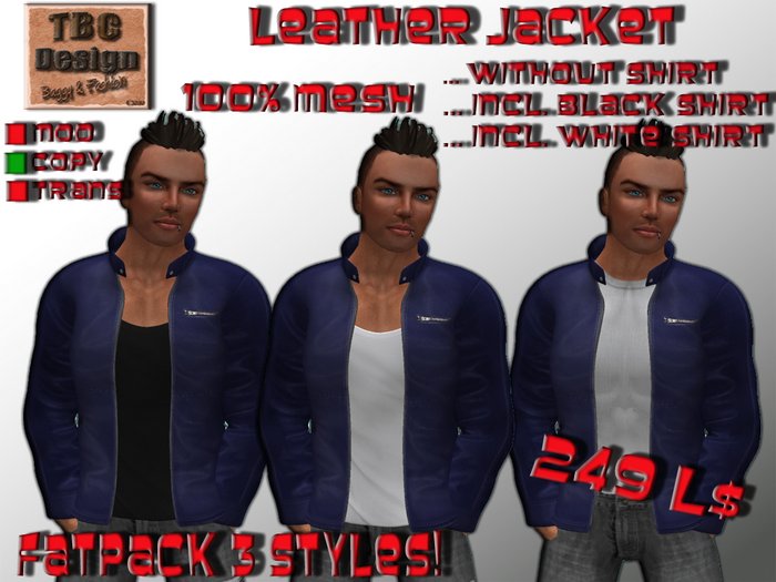 .:TBC Design:. MESH Leather Jacket FP (M) Blue