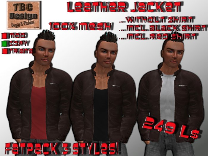 .:TBC Design:. MESH Leather Jacket FP (M) Brown