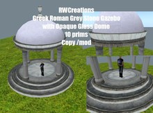 Greek Roman Grey Stone Gazebo v1 with Opaque Glass Dome 