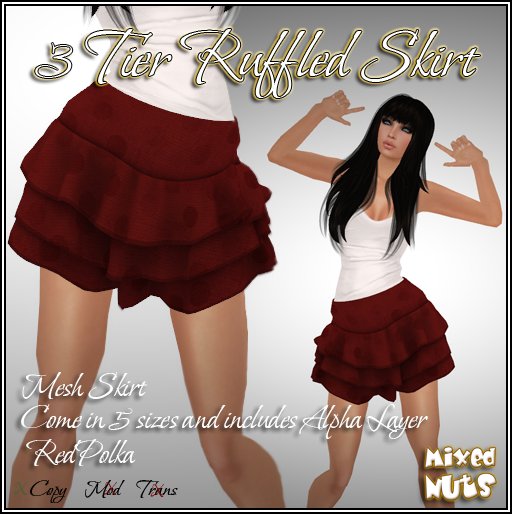 Mixed Nuts 3 Tier Ruffled Skirt - Demo