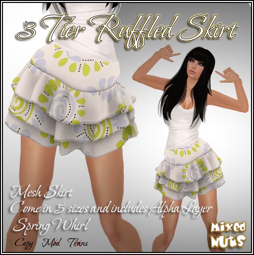 Mixed Nuts 3 Tier Ruffled Skirt - Spring Whirl