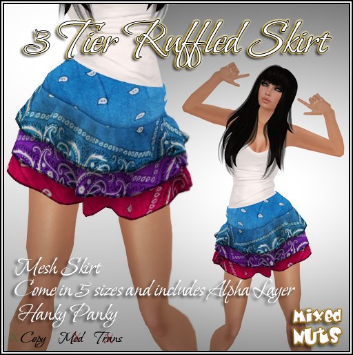 Mixed Nuts 3 Tier Ruffled Skirt - Hanky Panky