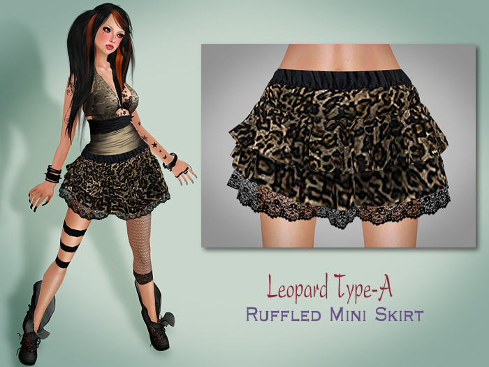:: FZ :: Leopard Ruffled Mini Skirt-GoldBrown (2Type!!!)