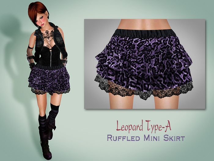 :: FZ :: Leopard Ruffled Mini Skirt-Violet (2Type!!!)