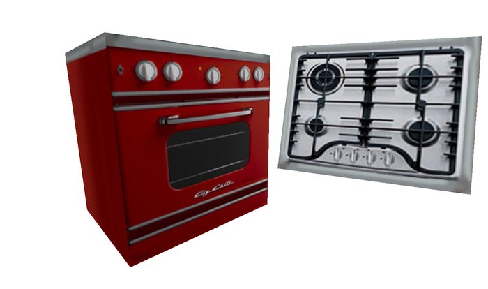 Red retro stove - 1 prim