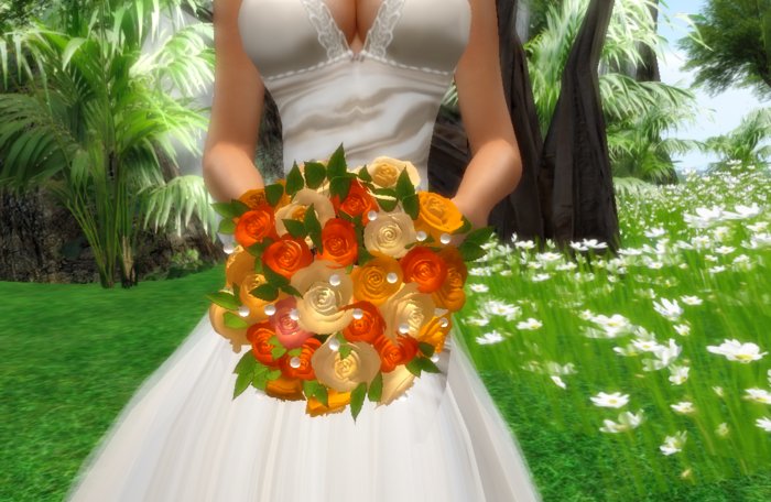 BRIDAL BOUQUET-ORANGE PERLS*