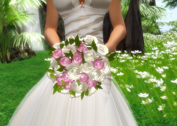 BRIDAL BOUQUET-ROSE BLANC PERLS*