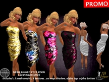 RIGGED MESH FULL PERM COCKTAIL DRESS