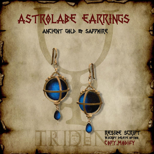 Astrolabe Earrings [Gold/Sapphire]