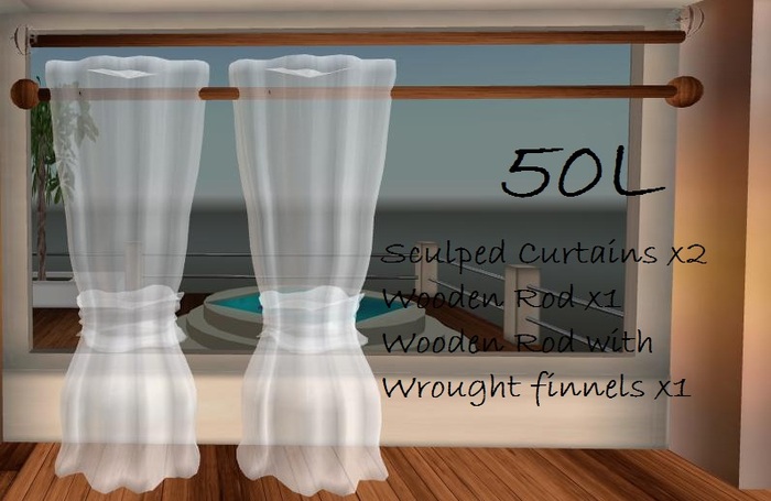 White Sheer Sculpt Curtain with Rods