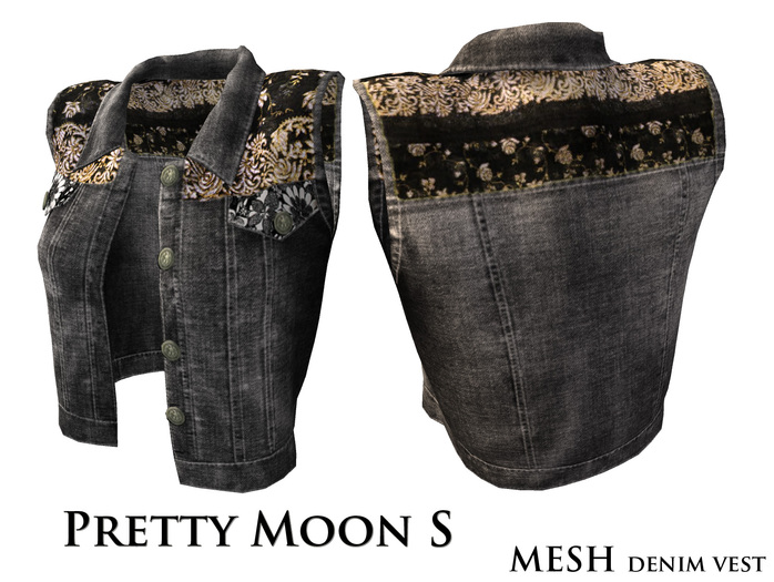 !@!PrettyMS!@!Black flower welchs denim vest
