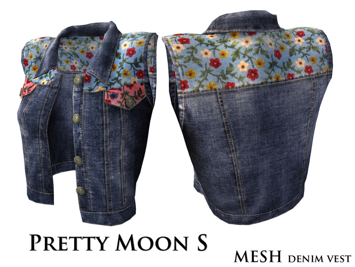 !@!PrettyMS!@!flower smell blue&pink deep denim vest