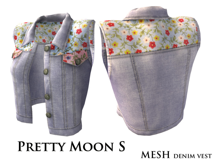 !@!PrettyMS!@!flower smell blue&pink light denim vest