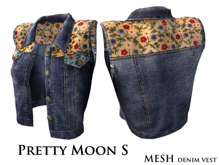 !@!PrettyMS!@!flower smell yellow&blue deep denim vest