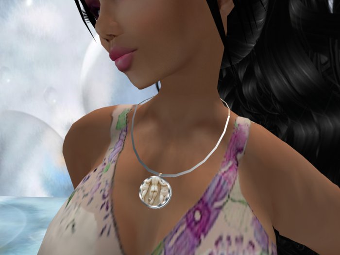 Silver Necklace w/ Stone Medal