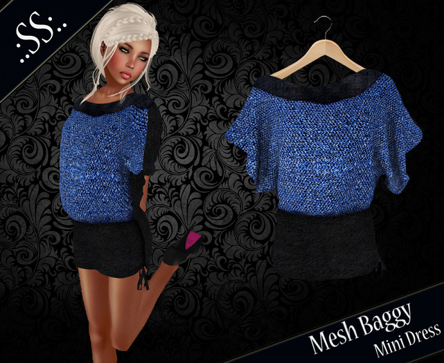 .:SS:. BLUE SEQUIN BAGGY ONE PIECE MINI DRESS 