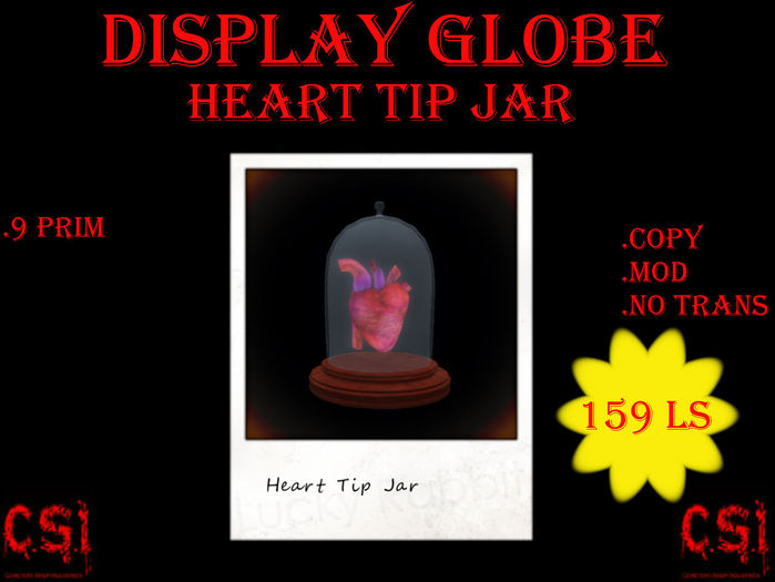 Display Globe:Heart Tip Jar (box)