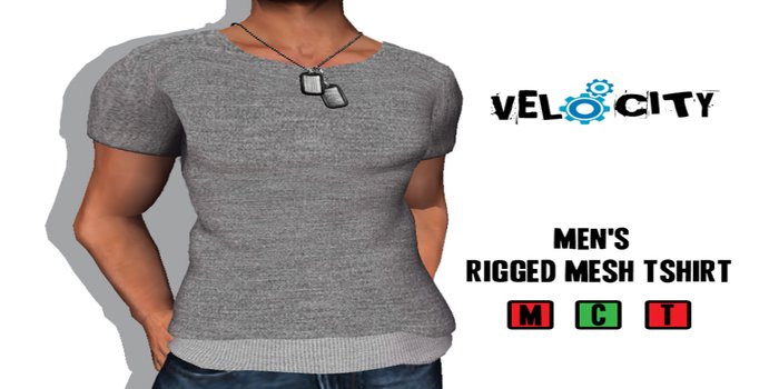 VELOCITY Men's Grey Fitted Tee 
