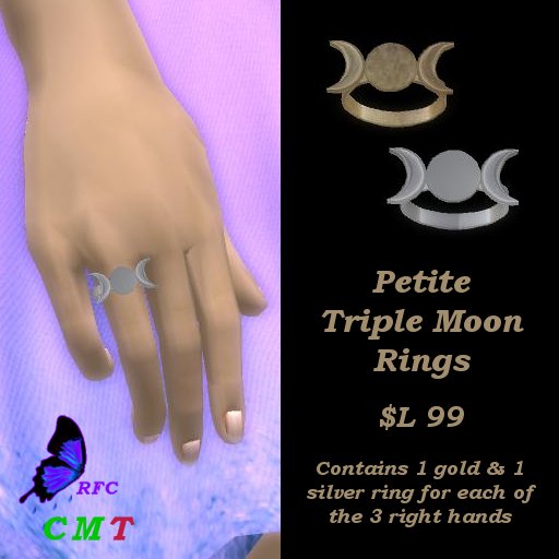 Petite Triple Moon Rings - Gold & Silver